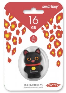 Флэш-диск (флэшка) USB 16Gb SmartBuy Wild series Котенок Черный (SB16GBCatK)
