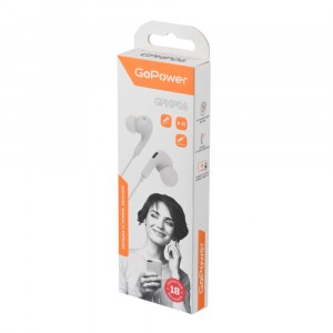 Наушники внутриканальные GoPower GPHP06, 1,2м, белый