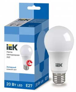 IEK ЛОН A60 E27 20W(1800lm) 6500К 6K 110х60 ECO LLE-A60-20-230-65-E27