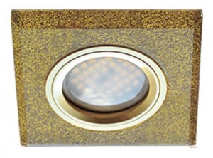 Ecola DL1651 MR16 GU5.3 св-к  Квадрат Стекло Золотой блеск/Золото 25x90x90 FP1651EFF