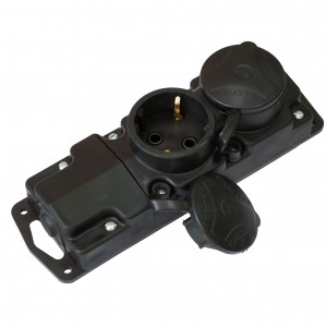 Bylectrica колодка ОУ двойная с загл. каучук 2P+E 1x16 220-240V IP44 Р16-415