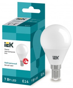 IEK шар G45 E14 7W(630lm) 4000K 4K 78x45 матов. ECO LLE-G45-7-230-40-E14