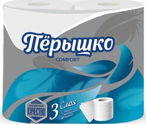 Туалетная бумага Перышко Comfort (4рул/уп) белая 3сл. (цена за уп)
