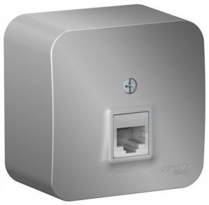 Schneider BLANCA роз. комп. ОУ 1 мест. алюм. (пл.осн., RJ45, кат.5E, изол.пл.) BLNIA045003 (5!)