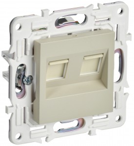 IEK SKANDY мех. роз. СУ 2 мест. TV+RJ45 кат.6E бежевый SK-A15B SK-AK20-2-K10