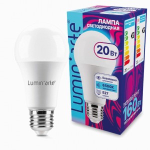 Lumin'arte лампа св/д ЛОН A60 20W E27 (1600lm) 6500К 6К 120x60 LSTD-A60-20W6KE27