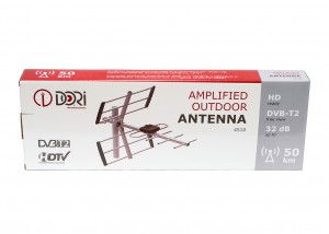 Антенна наружная Dori 4510 активная, 5V, 32db, с F-коннектором, питание по кабелю, 45564