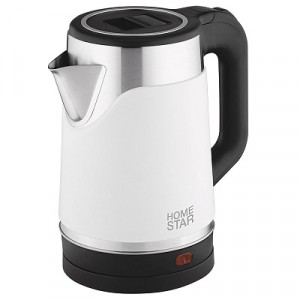 Чайник электр. HomeStar HS-1043 (диск, 1,7л) 1,5кВт, двойной корпус, нерж.ст./пластик, белый 108855