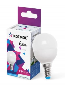 Космос шар  E14 6,5W (6W) (480lm) 6500K 6K матов. 79x45 LkecLED6.5wGL45E1465