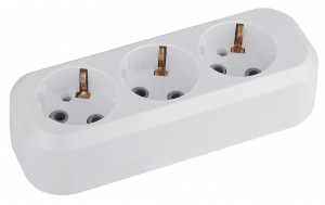 ЭРА колодка 3 роз. 16А, земля (корпус ABS-пластик, белый) KX-3e  3282