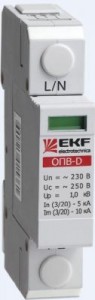EKF Ограничитель импульсных напряжений серии ОПВ-D/2P In 5кА 230В (с сигнал.)  ОПС1 (УЗИП) opv-d2