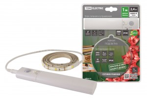 TDM Умная подсветка SMD2835-30LED/m-IP20-5В-2,4W-6000К(1 м), датчик движ., 4хААА SQ0331-0500