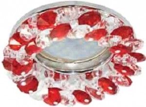 Ecola CD4141 MR16 GU5.3 св-к Круглый с хрусталиками Прозрачный и Рубин/Хром 50x90 FR1618EFY