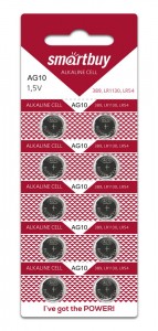 Э/п Smartbuy часовая AG10-10B G10 (389) LR1130, LR54 BL10 (100/2000) (SBBB-AG10-10B)