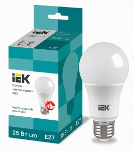 IEK ЛОН A80 E27 25W(2500lm) 4000К 4K матовая 155x82x82 LLE-A80-25-230-40-E27
