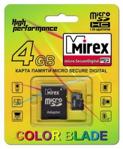 Флэш-карта (памяти) microSDHC 16GB class4 MIREX адаптер