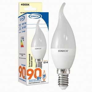 IONICH свеча на ветру C37 E14 10W(900lm) 4000К 4K 37x125 матов./пластик/алюм ILED-SMD2835-CW37 1553