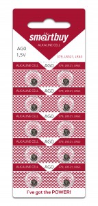 Батарейка часовая Smartbuy AG0-10B G0 (379) LR512 BL10 (200/2000)  (SBBB-AG0-10B) отгрузка по 200шт
