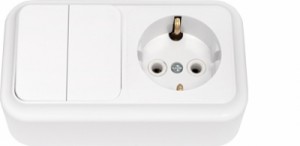 Bylectrica Пралеска блок (роз. 16А + 2 кл. выкл. 10А) ОУ бел. (земля) 2В-РЦ-529