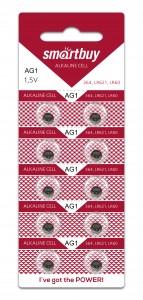 Батарейка часовая Smartbuy AG1-10B G1 (364) LR621 LR60 BL10 (200/2000)  (SBBB-AG1-10B) отгрузка 200