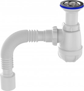 Aquant Сифон для кухни 1 1/2"х40 с метал.решет.,удлинённой горловиной,гибк.труба 40х50,B0510-17-MR