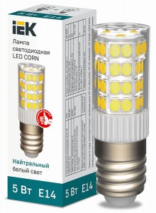 IEK Лампа LED CORN капсула 5W(475lm) 230В 4000К керамика E14 54x16 LLE-CORN-5-230-40-E14