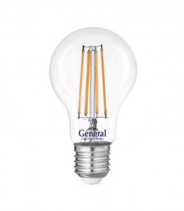 General ЛОН A60 E27 15W 4500K 4K 60x105 филамент (нитевидная) прозр. 660317
