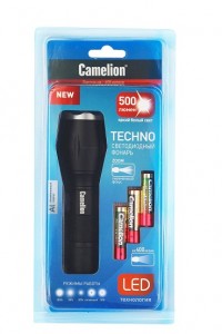Camelion фонарь ручной LED5136 (3xR03 +) LED XML-T6 10W (500lm) ZOOM 400м, черн/алюм, 5 реж. IP65 BL