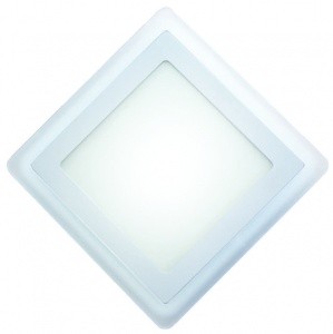 LEEK св-к св/д встр. 16(12+4)W(900+300lm) 6K/голуб. подсветка, квадрат 195(вр160)x30 6788