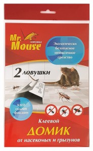 От грызунов и насекомых ловушка клеевая ДОМИК Mr.Mouse 2шт/уп, цена за уп. (15гр. клея) арт.М-268