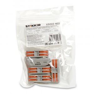 STEKKER клемма СМК проходн. с рыч. LD222-422 2пол. 4х(0,08-4мм2) 250V 32A (уп.5шт, цена за уп) 39486