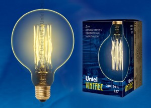 Uniel  LOFT G125 E27 60W Шар винтажная лампа накаливания IL-V-G125-60/GOLDEN/E27 VW01