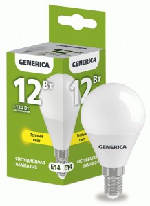 IEK GENERICA шар G45 E14 12W(1200lm) 3000K 2K 45x81 матов.  LL-G45-12-230-30-E14-G