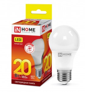 ASD/inHome VC ЛОН A60 E27 20W(1800lm) 3000К 3K 135x60 (без пульсации) 0297