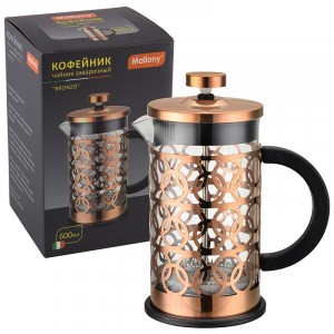 Чайник/кофейник (френч-пресс) Bronzo, 600мл, нерж сталь/стекло 950154 Mallony