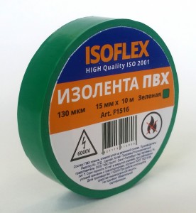 ISOFLEX изолента 15/10 зеленая, 130мкм, F1516