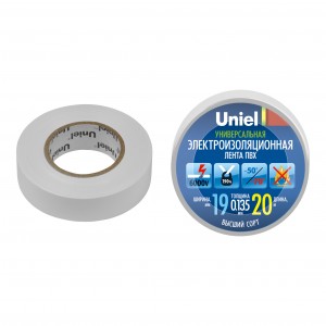Uniel Изолента ПВХ 19/20 белая UIT-135P 20/19/01 WHT