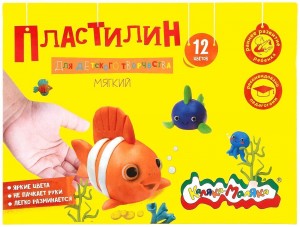 Пластилин Каляка-Маляка для детского творчества 12 цв. 180 г со стеком 3+