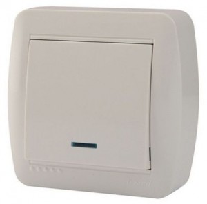 Lezard DEMET выкл. ОУ 1 кл. 10А (инд.) бел. (основание PBT, корпус PC) 711-0200-111