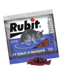 От грызунов приманка зерно 200гр. Зоокумарин+, пакет Rubit А-5041