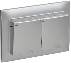 IEK SKANDY роз. СУ 2 мест. 16А IP44 (крышка) серебряный SK-R12S SK-R26-16-44-K23-F
