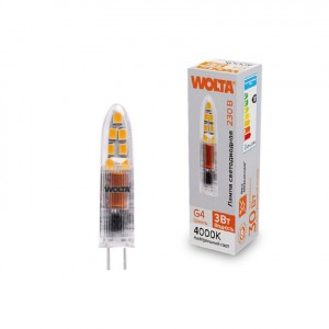 Wolta лампа св/д JC G4 220V капсульная 3W(240lm) 4000K 4K пластик WSTD-JC-220V3W4KG4-P