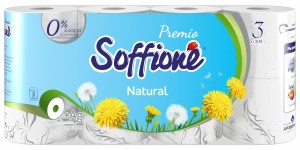 Туалетная бумага  3 слоя 8 рулонов Soffione Премиум