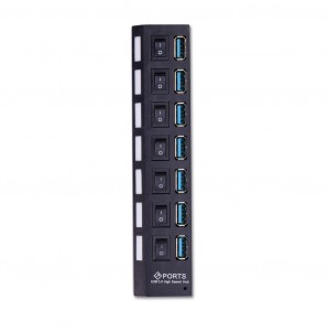 USB 3.0 хаб с выключателями, 7 портов, СуперЭконом, черный, SBHA-7307-B