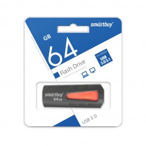 Флэш-диск (флэшка) USB 3.0 Smartbuy 64GB IRON Black/Red (SB64GBIR-B3)
