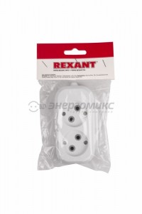 REXANT роз. колодка 2 гн. 6A (1300Вт) белый 11-8701