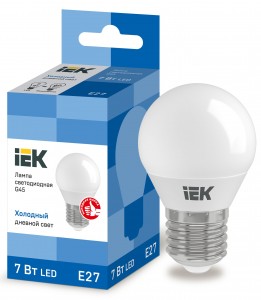 IEK шар G45 E27 7W(630lm) 6500К 6K 83х45 матов. ECO LLE-G45-7-230-65-E27
