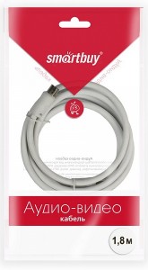Кабель антенный удлинитель 1,8 м серый (шт.TV - гн.TV) Smartbuy K-TV231-125