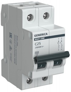 IEK GENERICA автоматический выкл. ВА47-29М 2P 25А 4,5кА х-ка C  MVA21-2-025-C-G