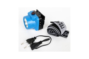 Ultraflash фонарь налобный LED5374 (акк.4V 0.35Ah) 1св/д 0.5W синий /пластик, отражат., з/у 220V